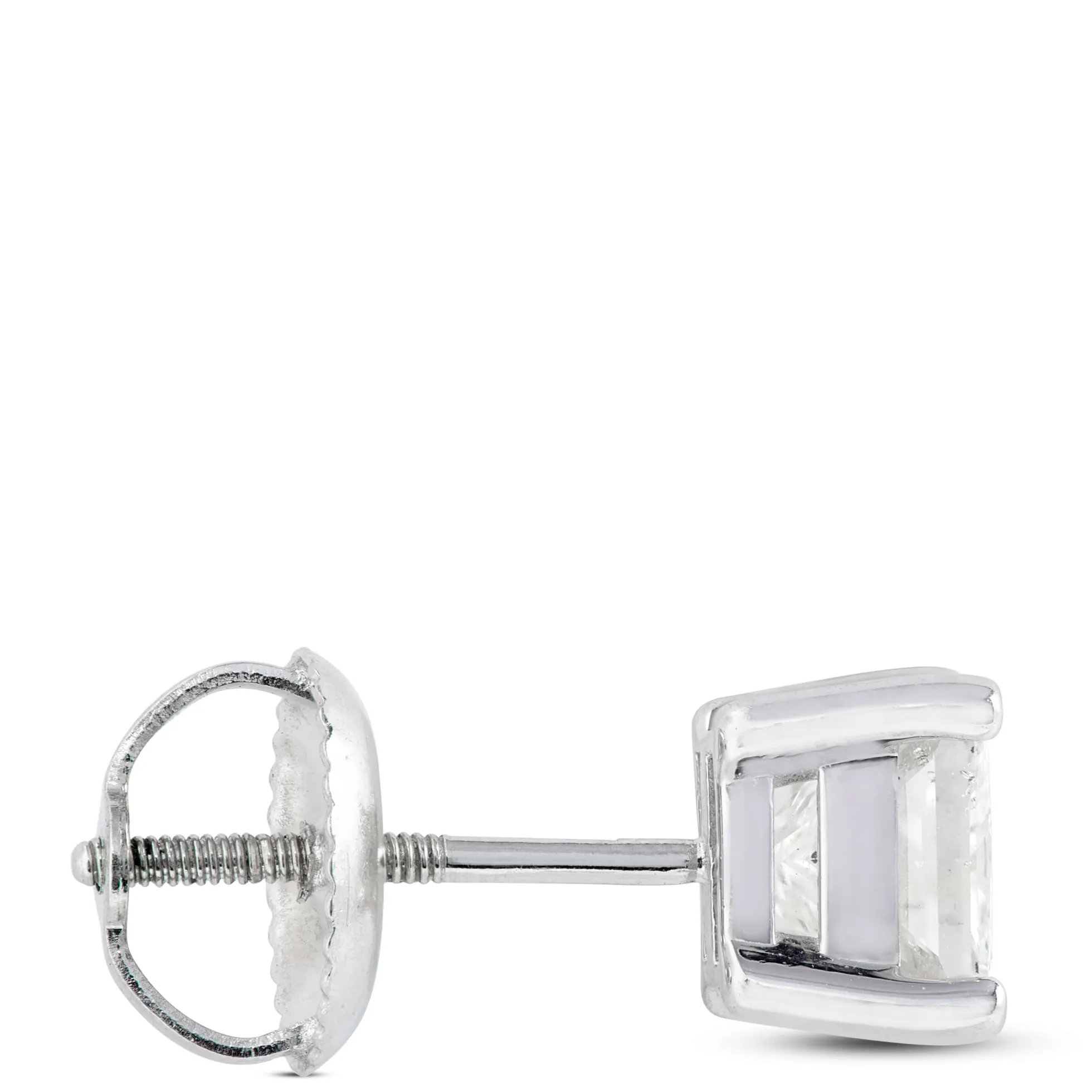Princess Cut Diamond Stud Earrings, 1.4 Carat Total Weight, in 14K White Gold