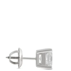 Princess Cut Diamond Studs, 2 Carat Total Weight, in 14K White Gold