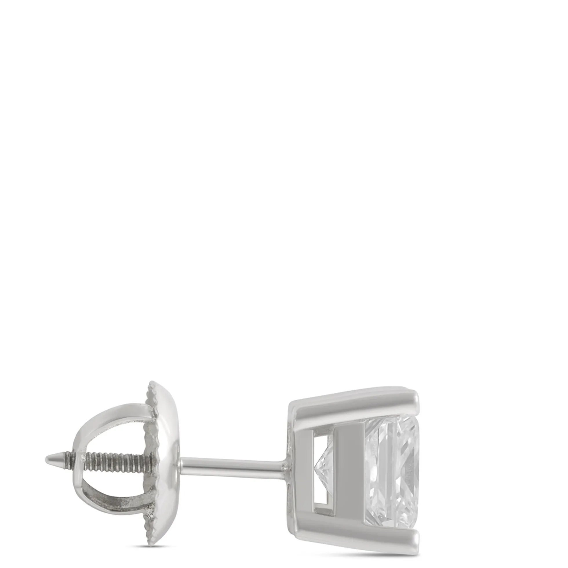 Princess Cut Diamond Studs, 2 Carat Total Weight, in 14K White Gold