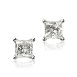 Princess Cut Diamond Studs, 1 Carat Total Weight, in 14K White Gold
