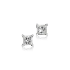 Princess Cut Diamond Studs, 1/4 Carat Total Weight, in 14K White Gold