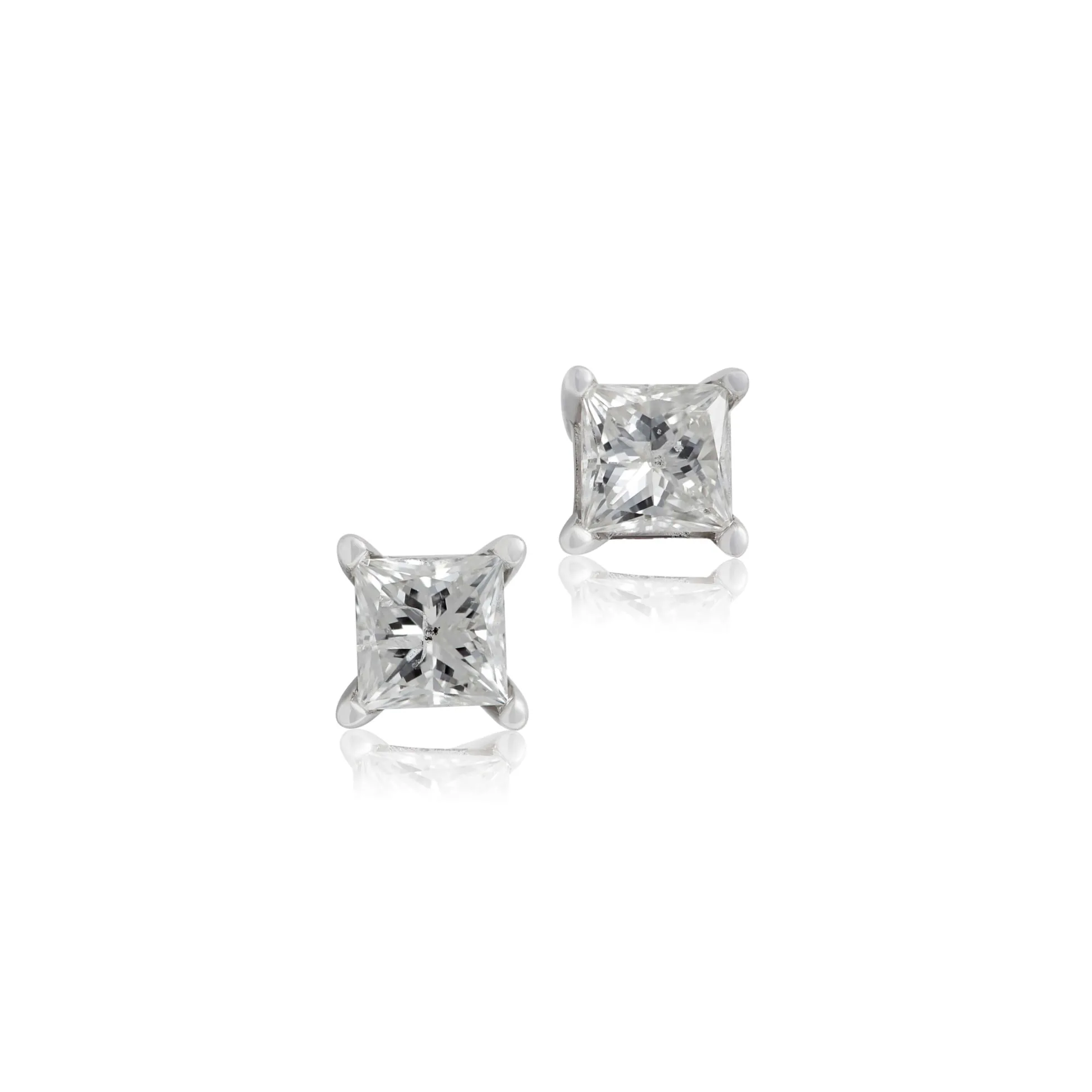 Princess Cut Diamond Studs, 1/4 Carat Total Weight, in 14K White Gold