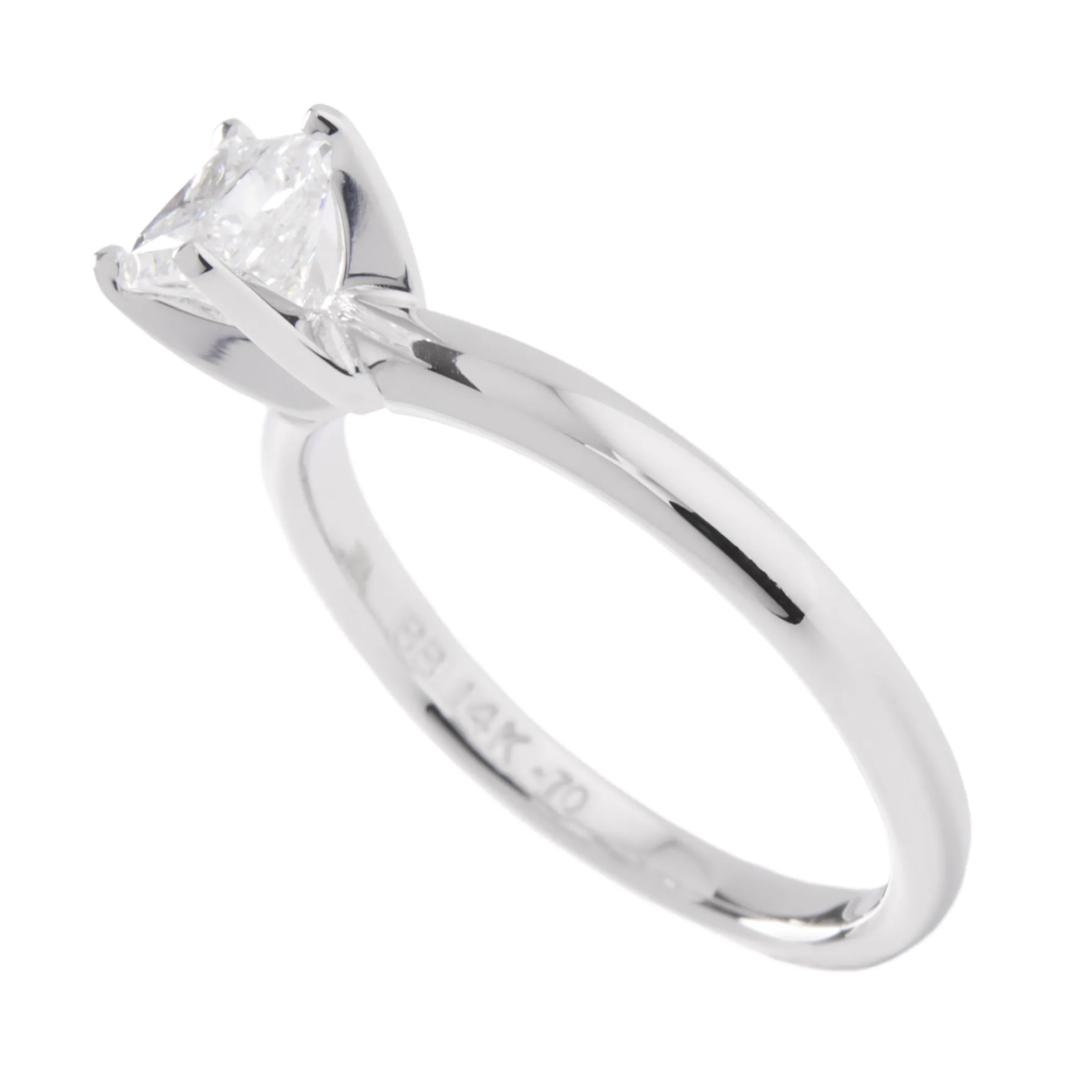 Princess Cut Solitaire Diamond Engagement Ring, 14K White Gold