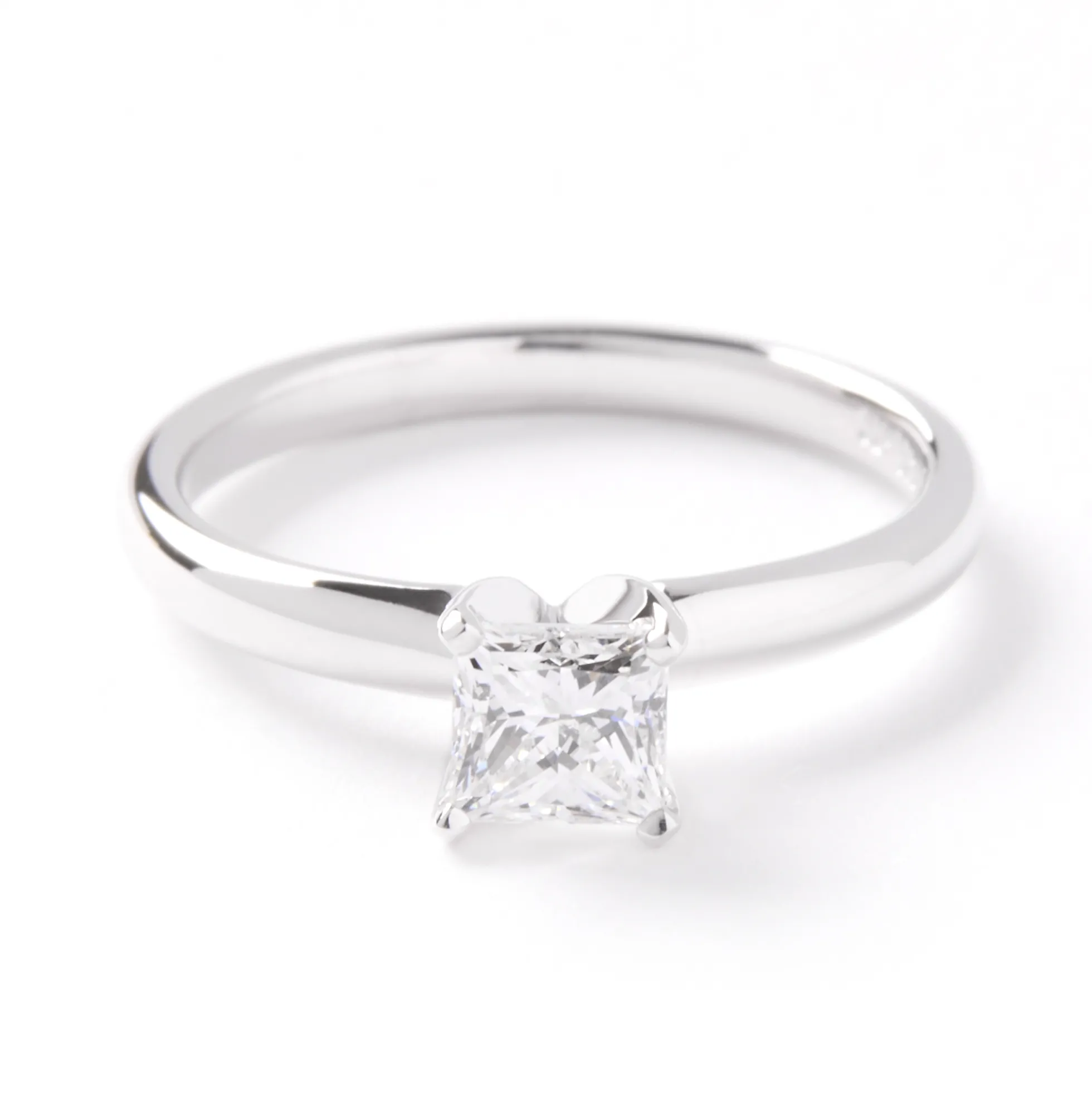 Princess Cut Solitaire Diamond Engagement Ring, 14K White Gold
