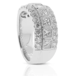 Princess & Round Diamond 3-Row Band 14K