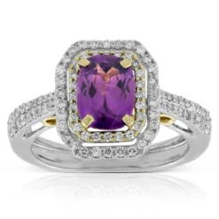 Purple Garnet & Diamond Ring 14K