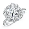 Rahaminov Cushion Cut Halo Engagement Ring, 18K White Gold