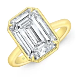 Rahaminov Emerald Cut Diamond Ring, 18K Yellow Gold