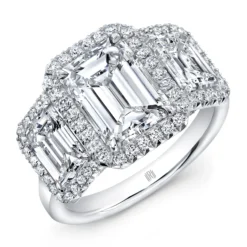 Rahaminov Emerald Cut Diamond Engagement Ring, 18K White Gold