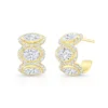 Rahaminov Oval and Round Diamond Halo Huggie Earrings