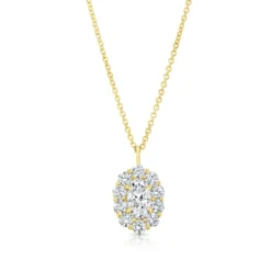 Rahaminov Oval Diamond Halo Necklace, 18K White Gold