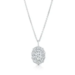 Rahaminov Oval Diamond Halo Necklace, 18k White Gold