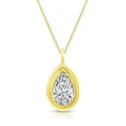 Rahaminov Pear Cut Diamond Pendant, 18K Yellow Gold