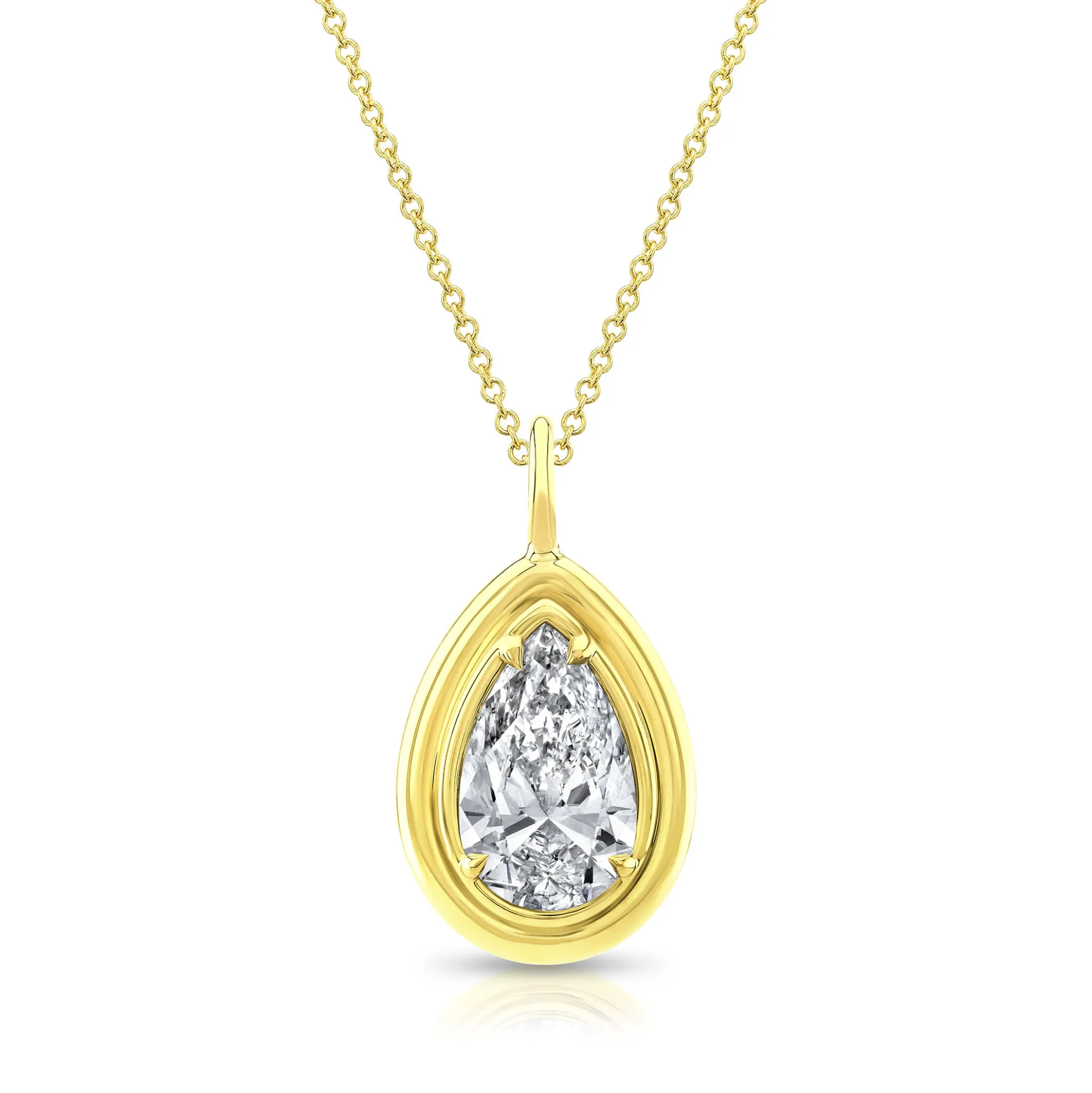 Rahaminov Pear Cut Diamond Pendant, 18K Yellow Gold