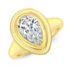 Rahaminov Pear Shaped Diamond and Double Bezel Ring, 18K Yellow Gold