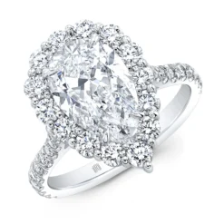 Rahaminov Pear Shape Diamond Halo Engagement Ring, 18K White Gold