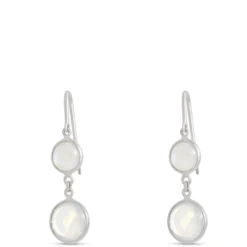 Rainbow Moonstone Drop Earrings, Sterling Silver