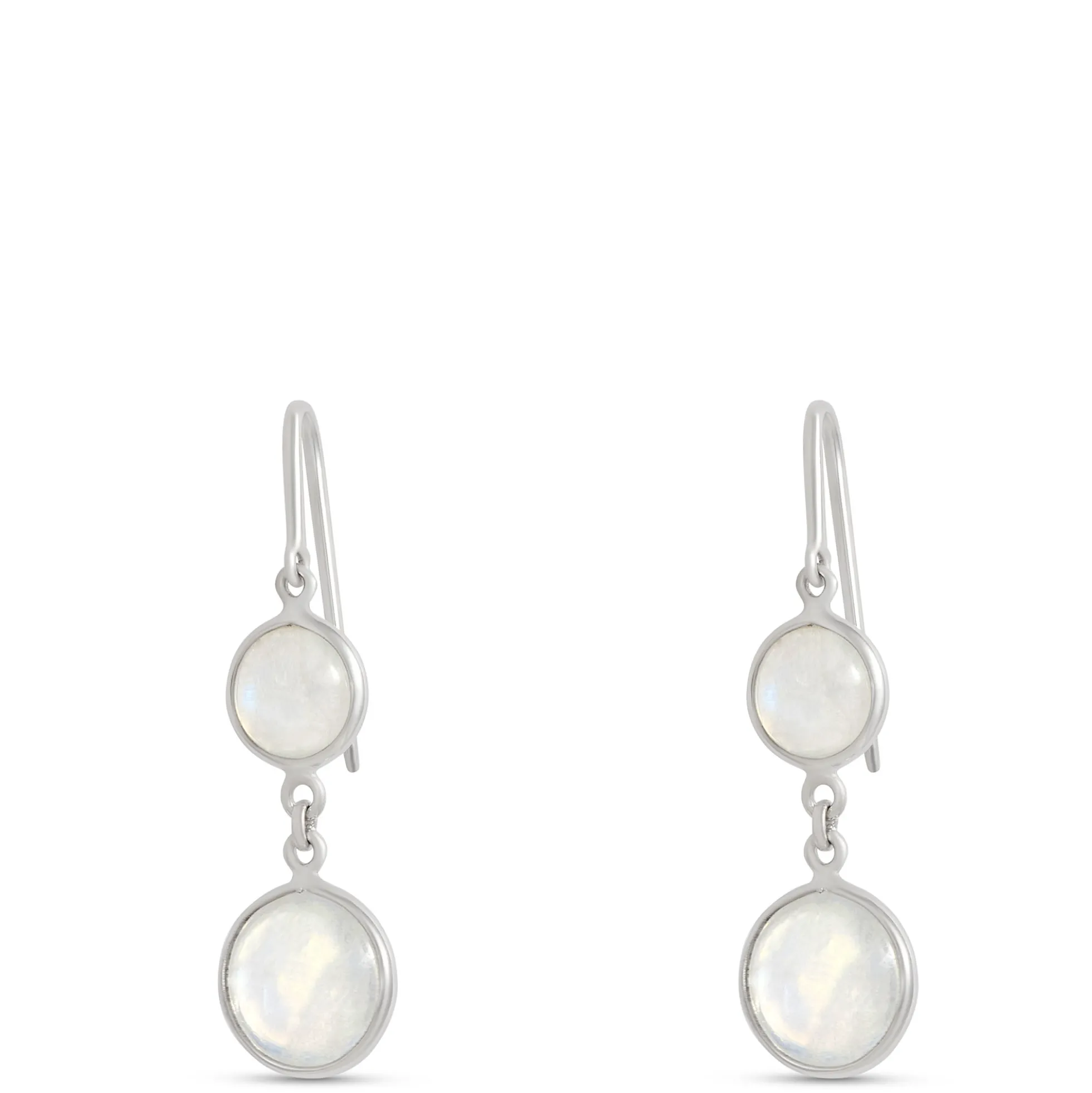 Rainbow Moonstone Drop Earrings, Sterling Silver