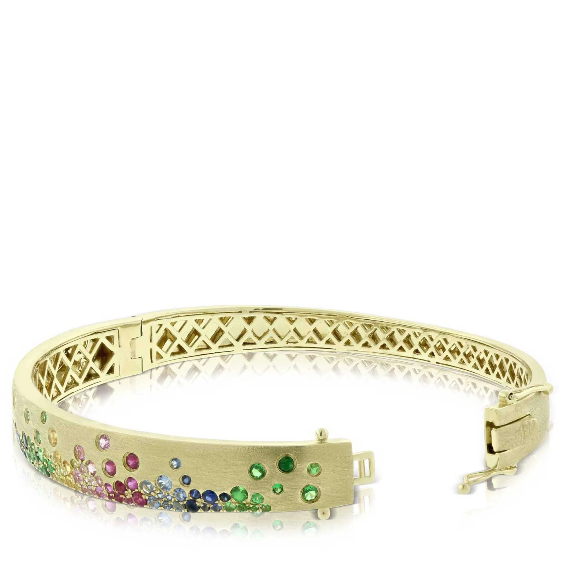 Rainbow Sapphire Bangle, 14K Yellow Gold
