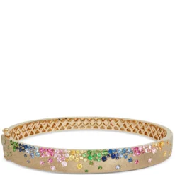 Rainbow Sapphire Bangle, 14K Yellow Gold