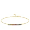 Rainbow Sapphire Bar Bracelet, 14K Yellow Gold