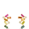 Rainbow Sapphire Earrings, 14K Yellow Gold