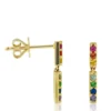 Rainbow Sapphire & Tsavorite Garnet Dangle Bar Earrings 14K