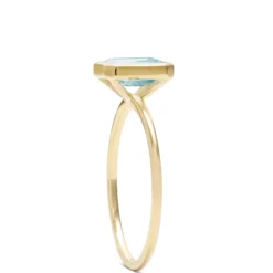 Rectangle Bezel Set Blue Topaz Ring, 14K