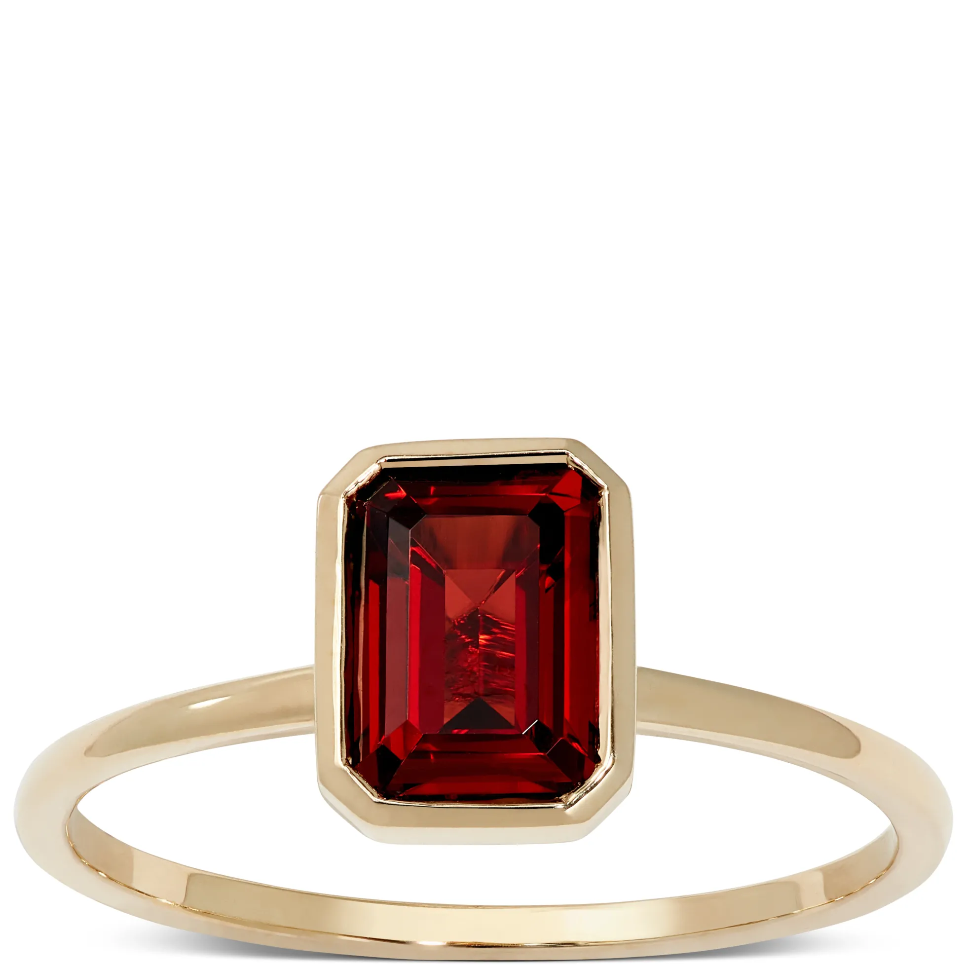 Rectangle Bezel Set Garnet Ring, 14K