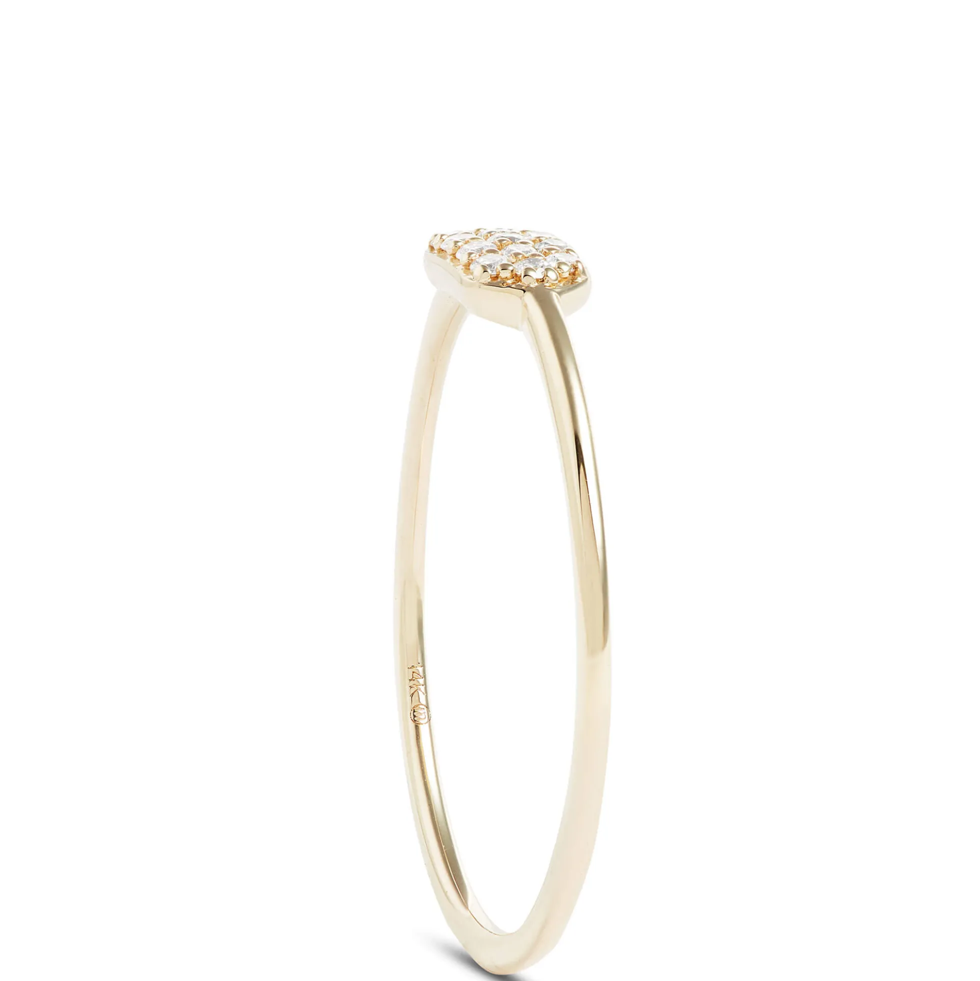 Rectangle Pave Diamond Ring, 14K Yellow Gold