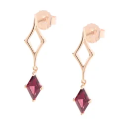 Rhodolite Dangle Earrings, 14K Yellow Gold