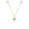 Robert Coin 18k Yellow Gold Love By The Inch Diamond & Polished Flower Station Necklace