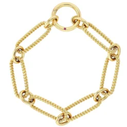 Roberto Coin Designer Gold Alternating Fluted Paperclip and Oval Link Bracelet 18K Yellow Gold, 7.5 Inches