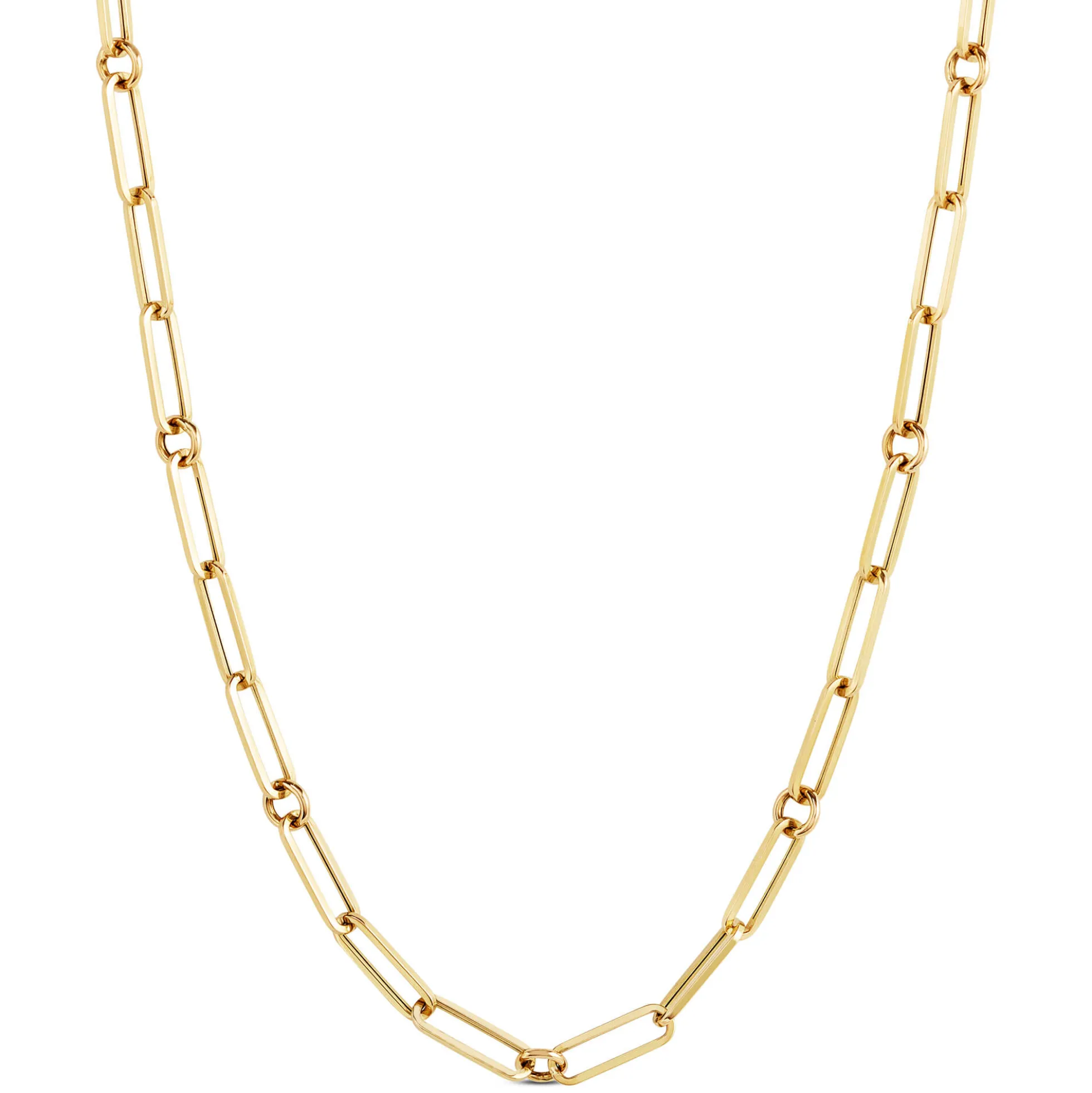 Roberto Coin Designer Gold Fine Paperclip Chain Necklace 18K