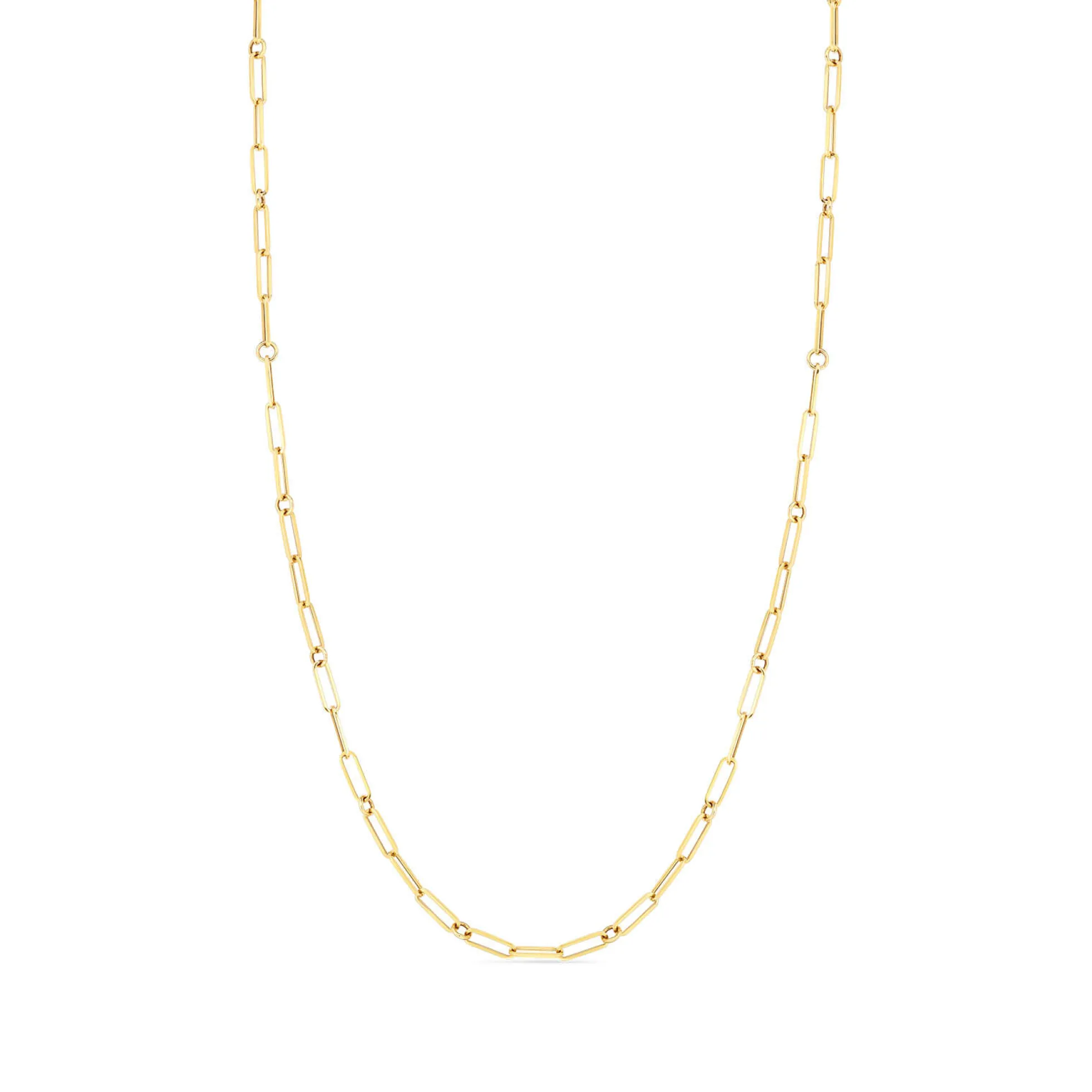 Roberto Coin Designer Gold Fine Paperclip Chain Necklace 18K