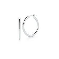 Roberto Coin Designer Gold Small Round Hoop Earrings 18K White Gold, 25mm