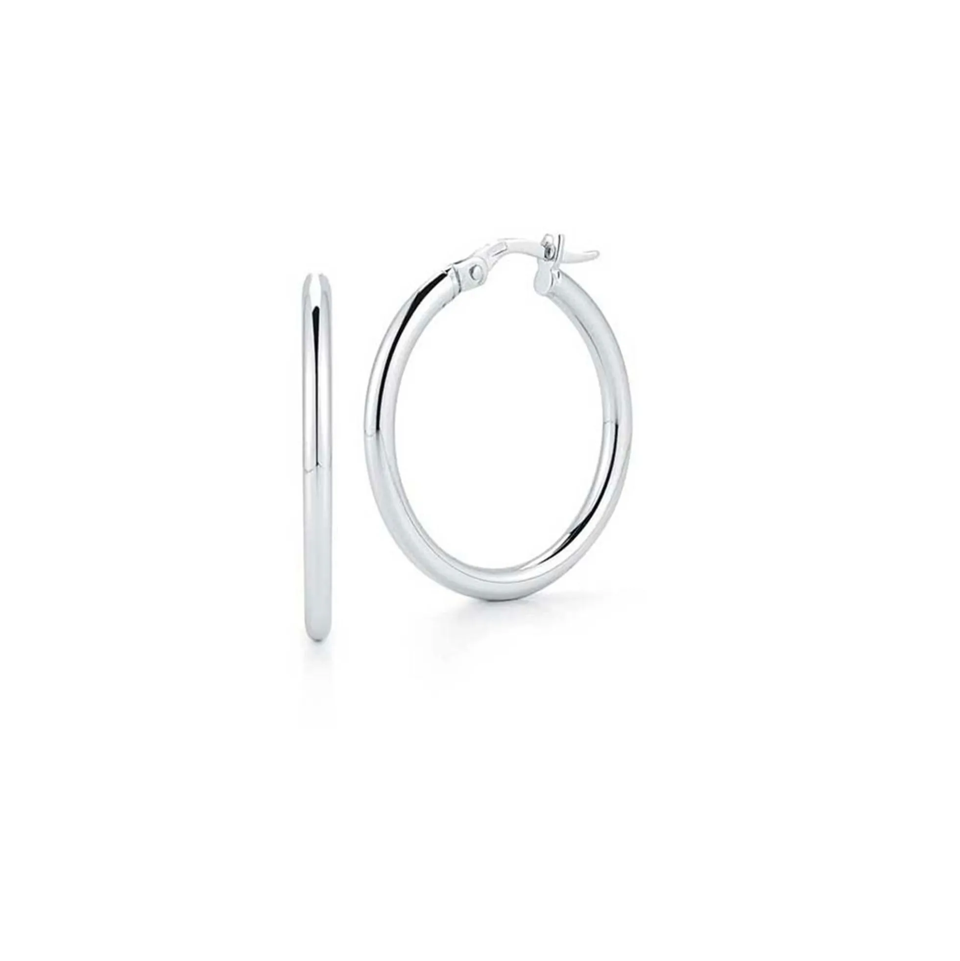 Roberto Coin Designer Gold Small Round Hoop Earrings 18K White Gold, 25mm