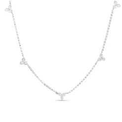 Roberto Coin Diamonds By The Inch 5 Station Flower Necklace 18K White Gold, 17"