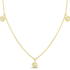 Roberto Coin Diamonds By The Inch 18K Gold Dangling 3 Station Necklace, 17″