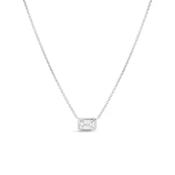 Roberto Coin Emerald Cut Diamond Pendant 18K White Gold, 18"