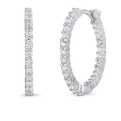 Roberto Coin Extra Small Inside Outside Diamond Hoop Earrings, 18K White Gold