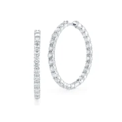 Roberto Coin Extra Small Inside Outside Diamond Hoop Earrings, 18K White Gold