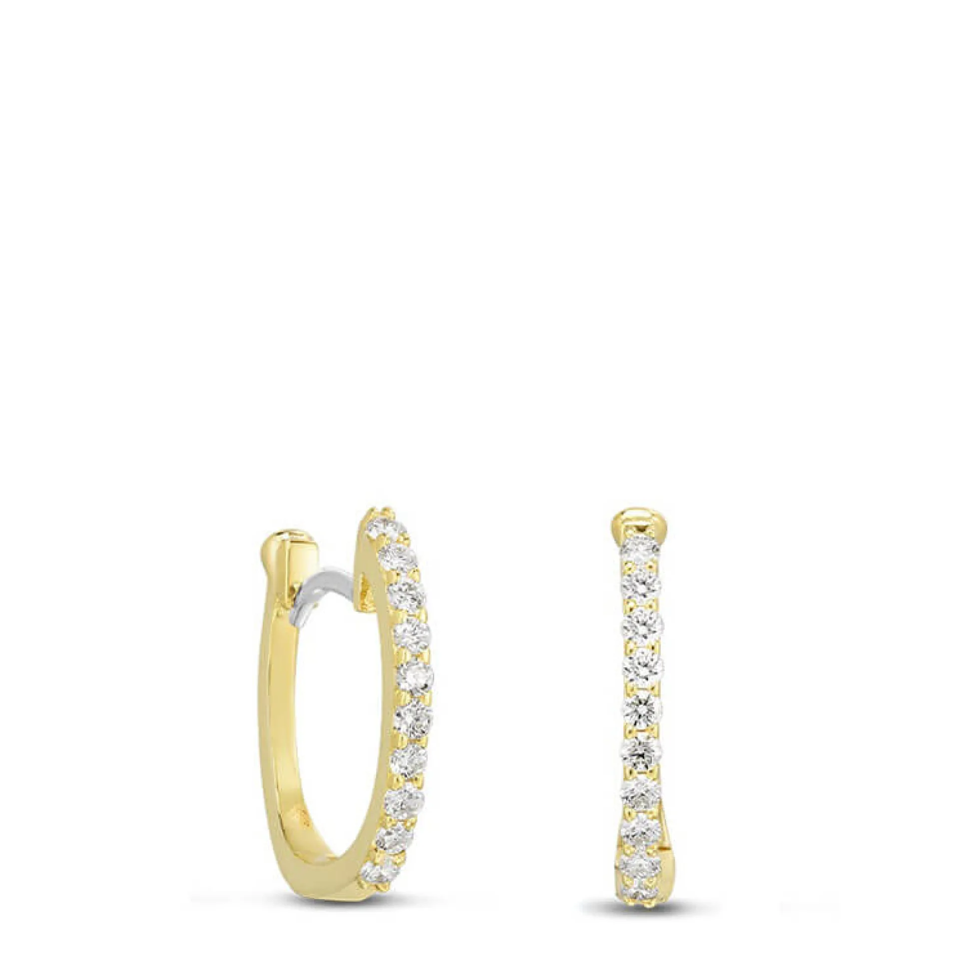 Roberto Coin Huggie Perfect Diamond Hoop Earrings 18K