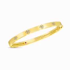 Roberto Coin 18K Gold Love in Verona Narrow Width Diamond Accent Bangle