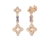 Roberto Coin 18K Rose Gold Venetian Princess Carnival Pave Diamond And Tanzanite Flower Dangle Earrings