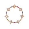 Roberto Coin 18K Rose Gold Venetian Princess Carnival Pavé Diamond And Mixed Baguette Flower Bracelet