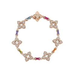 Roberto Coin 18K Rose Gold Venetian Princess Carnival Pavé Diamond And Mixed Baguette Flower Bracelet