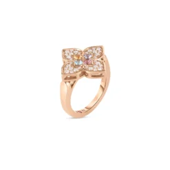 Roberto Coin 18K Rose Gold Venetian Princess Carnival Pave Diamond & Mixed Stones Large Flower Ring
