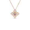 Roberto Coin 18K Rose Gold Venetian Princess Carnival Pave Diamond And Mixed Stones Large Flower Necklace