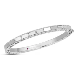 Roberto Coin 18K White Gold Art Deco Mosaic Diamond Accent Bangle